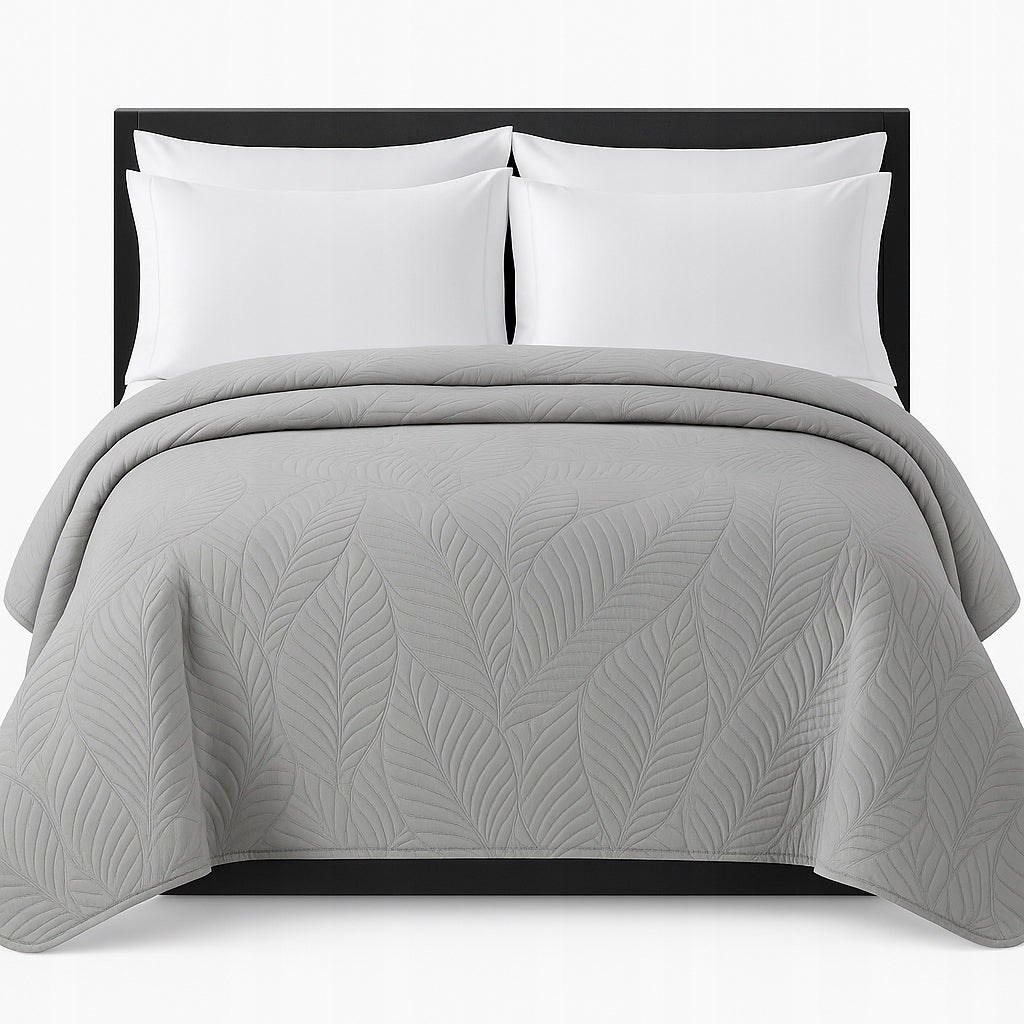 BEDSPREAD 220x240 DOUBLE SIDED QUILTED CAPE LEAVES