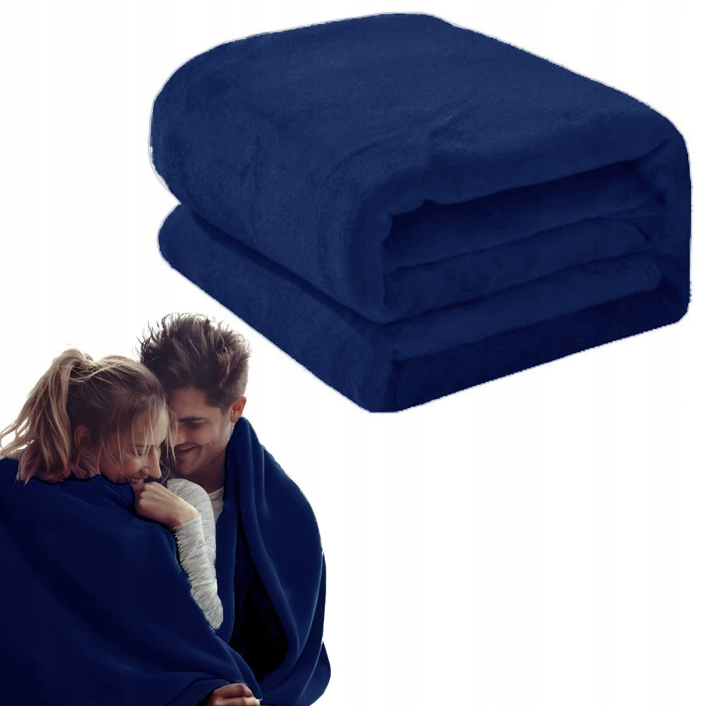 BEDSPREAD BLANKET SMOOTH SOFT 200X220CM NAVY BLUE