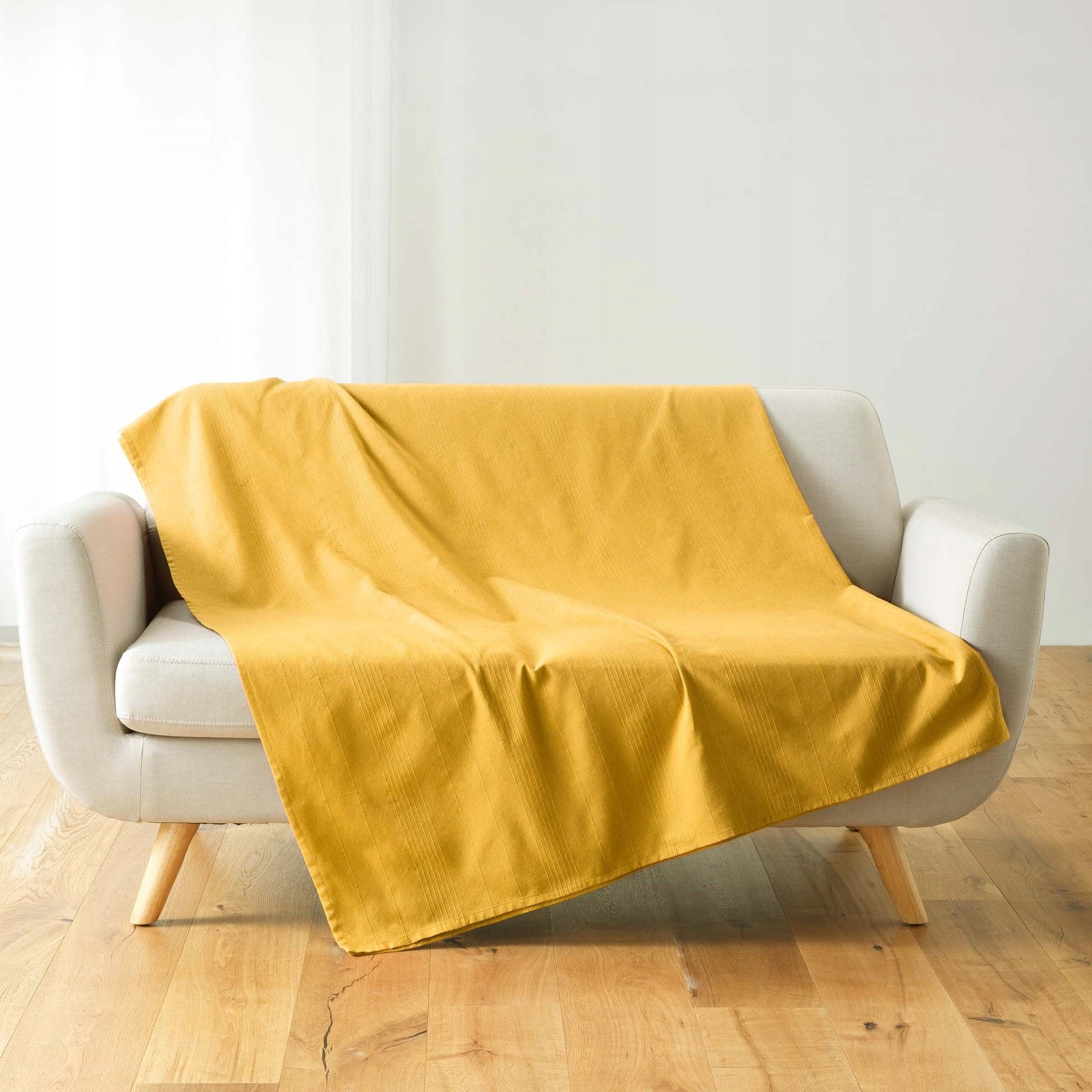 BEDSPREAD FOR SOFA BED YELLOW 220X240 POLYCOTTON LUCILE STRIPED Brand Douceur d'intérieur