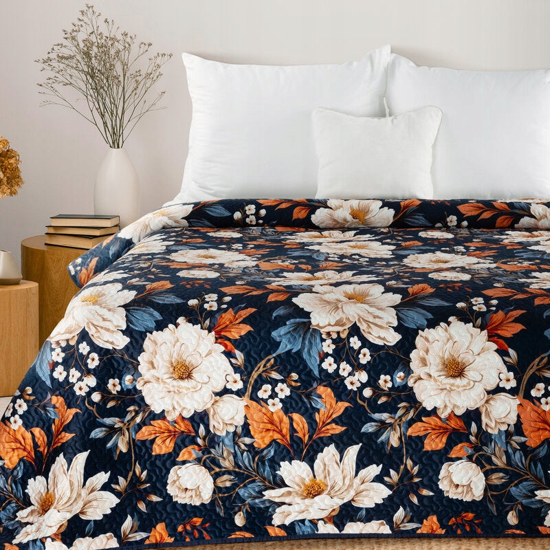 BEDSPREAD KAPA DECORATIVE FIORA 170X210 NAVY FLOWERS Brand Eurofirany