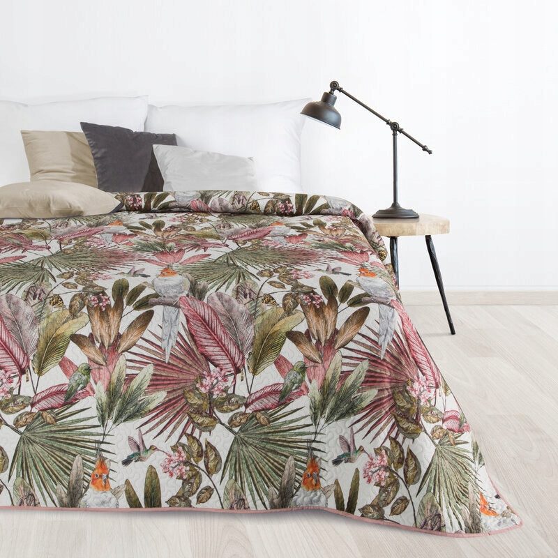 BEDSPREAD WITH PRINT D91 PARROT 170X210 LEAVES FLOWERS Brand Eurofirany