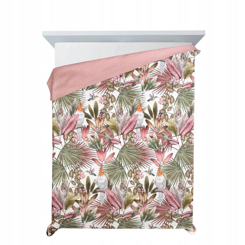 BEDSPREAD WITH PRINT D91 PARROT 170X210 LEAVES FLOWERS Length 210 cm