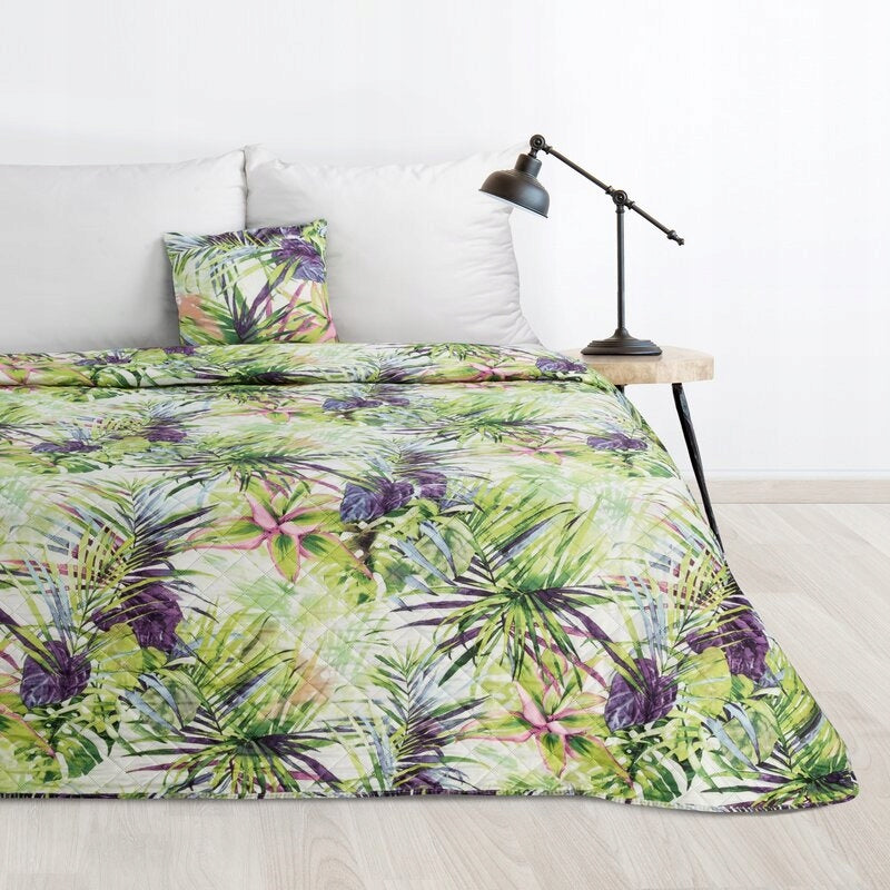 BEDSPREAD WITH PRINT D91 ROMMY 200X220 LEAVES FLOWERS Brand Eurofirany