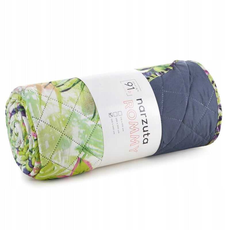 BEDSPREAD WITH PRINT D91 ROMMY 200X220 LEAVES FLOWERS Length 220 cm