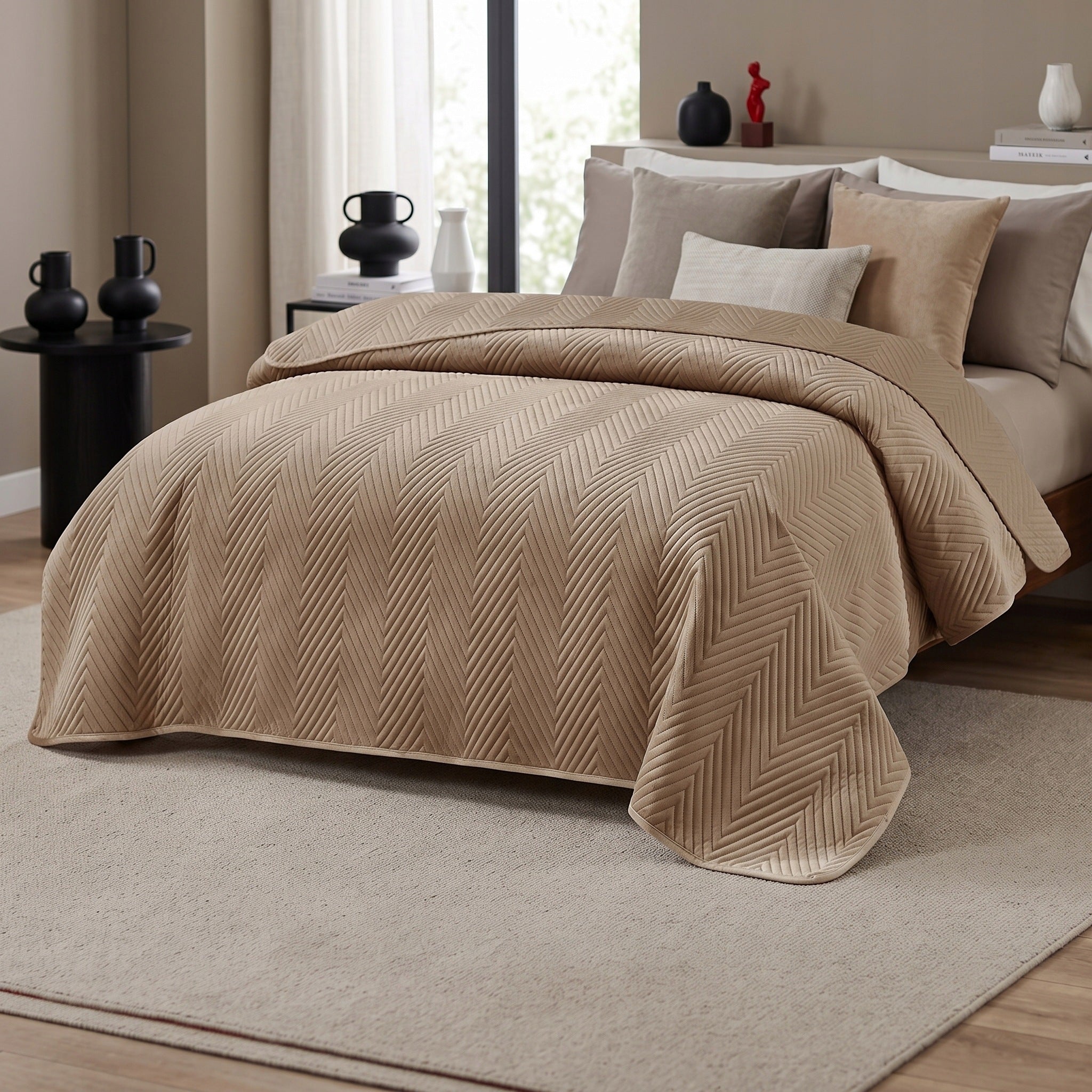 BEDSPREAD for armchair 70x160 VELOUR velvet quilted capa plaid Caden BEIGE Packaging status original