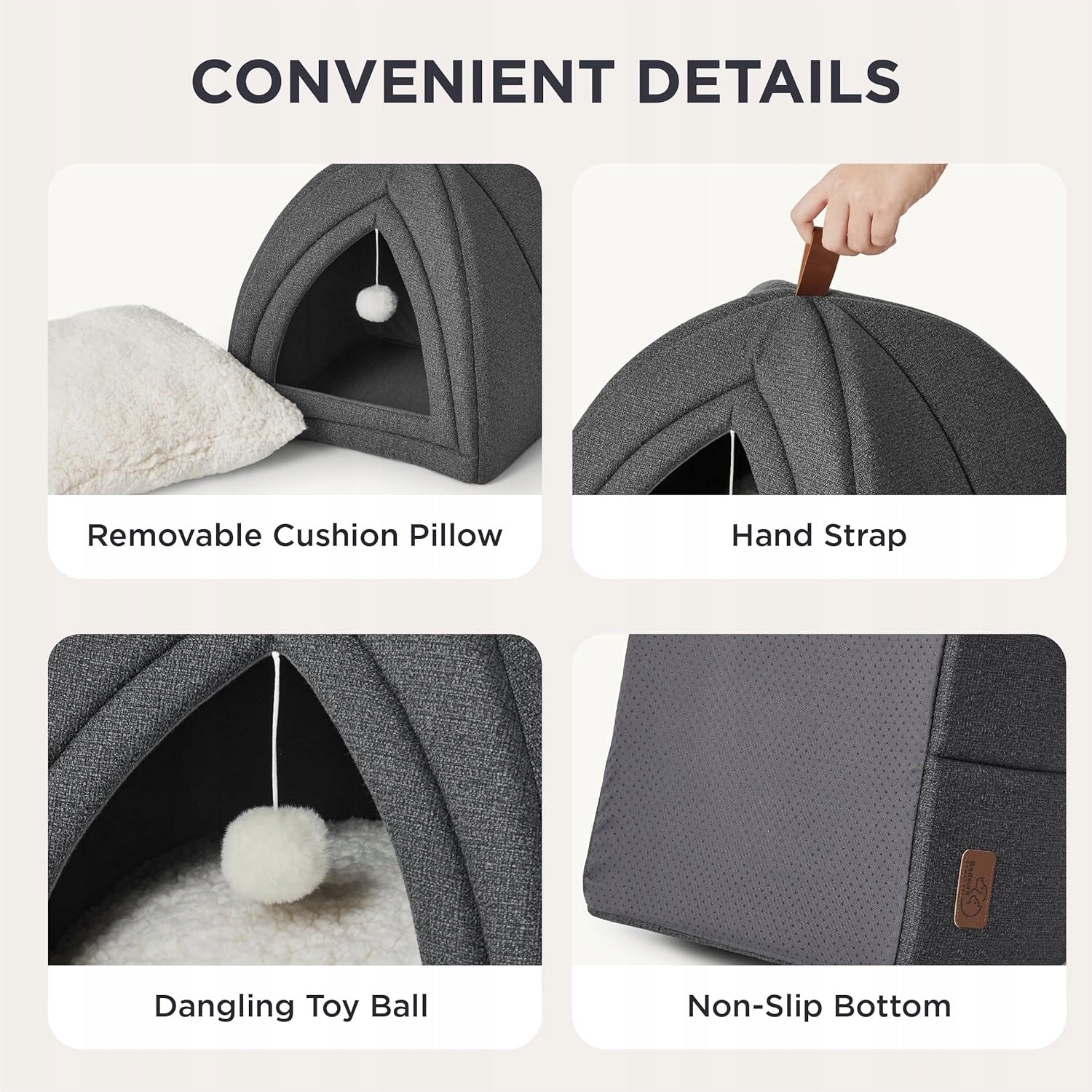 BEDSURE Cottage cat bed cave 40x40 cm dark grey Brand Bedsure