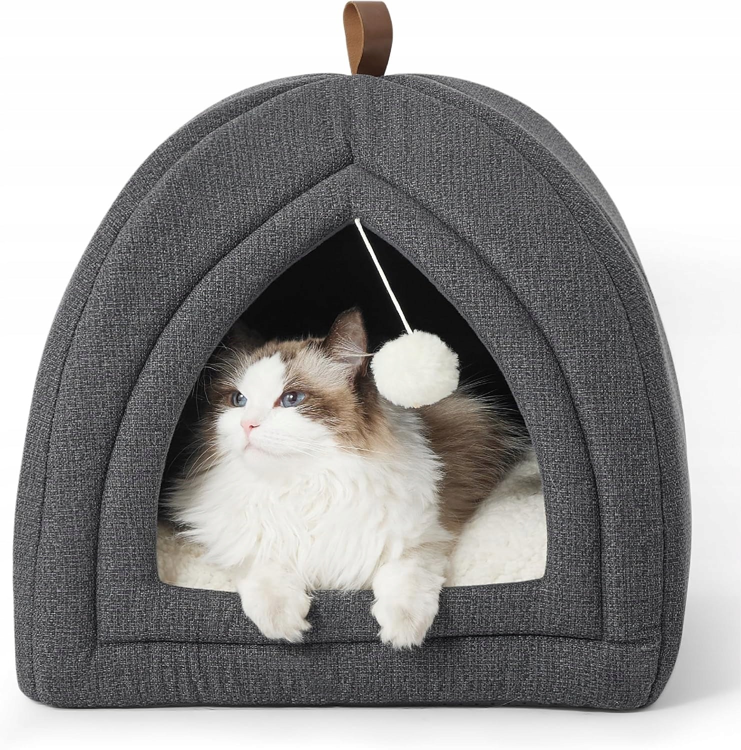 BEDSURE Cottage cat bed cave 40x40 cm dark grey Kind outdoor cat house