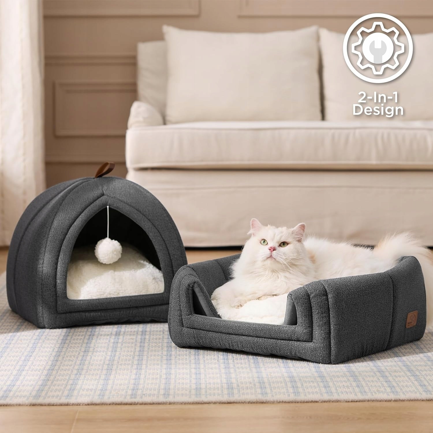 BEDSURE Cottage cat bed cave 40x40 cm dark grey Manufacturer code 01