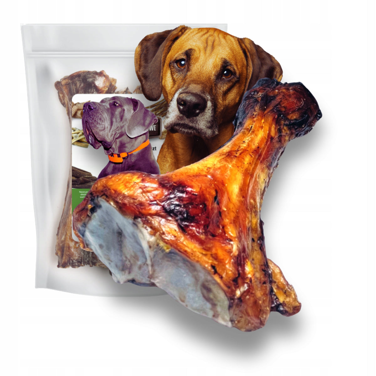 BEEF BONE WITH DOG MEAT LARGE HARD DRIED TEETHER 30-35 cm 1 pc.