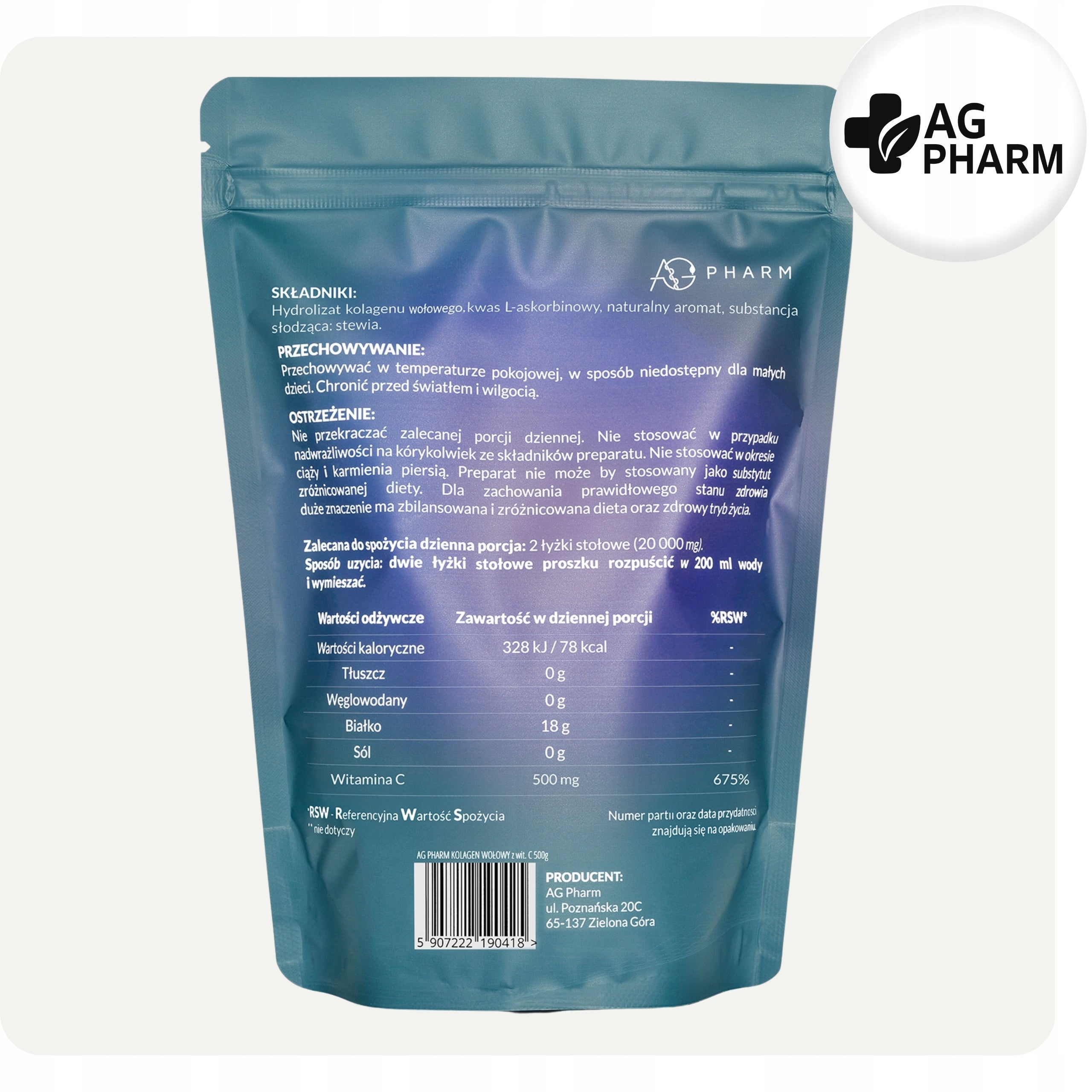 BEEF COLLAGEN 500g 100% + VITAMIN C - SOLUBLE PUREST FORM Kind collagen