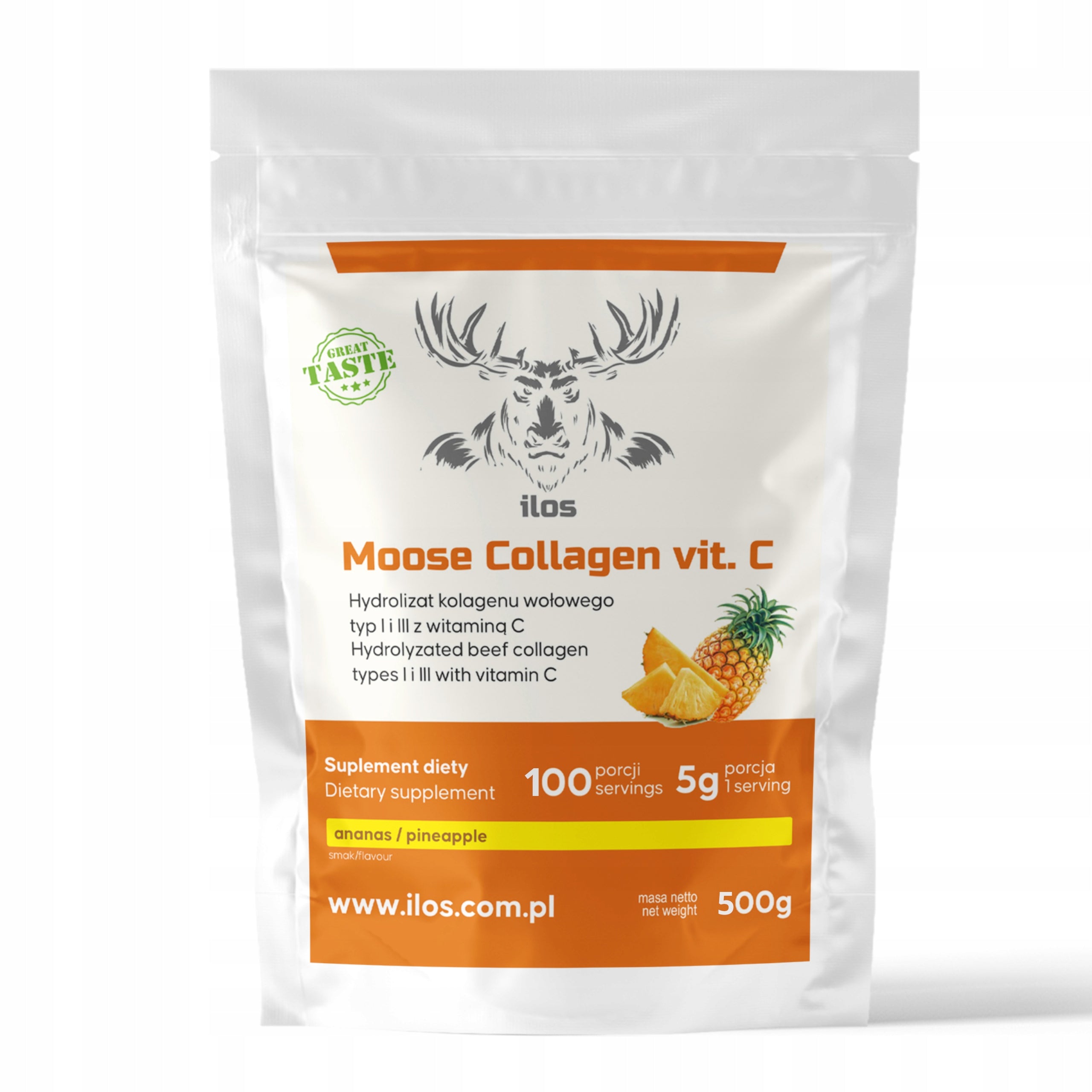 BEEF COLLAGEN TYPE 1 and 3 vitamin C COLLAGEN 500 g DELICIOUS PINEAPPLE ilos HYDRO