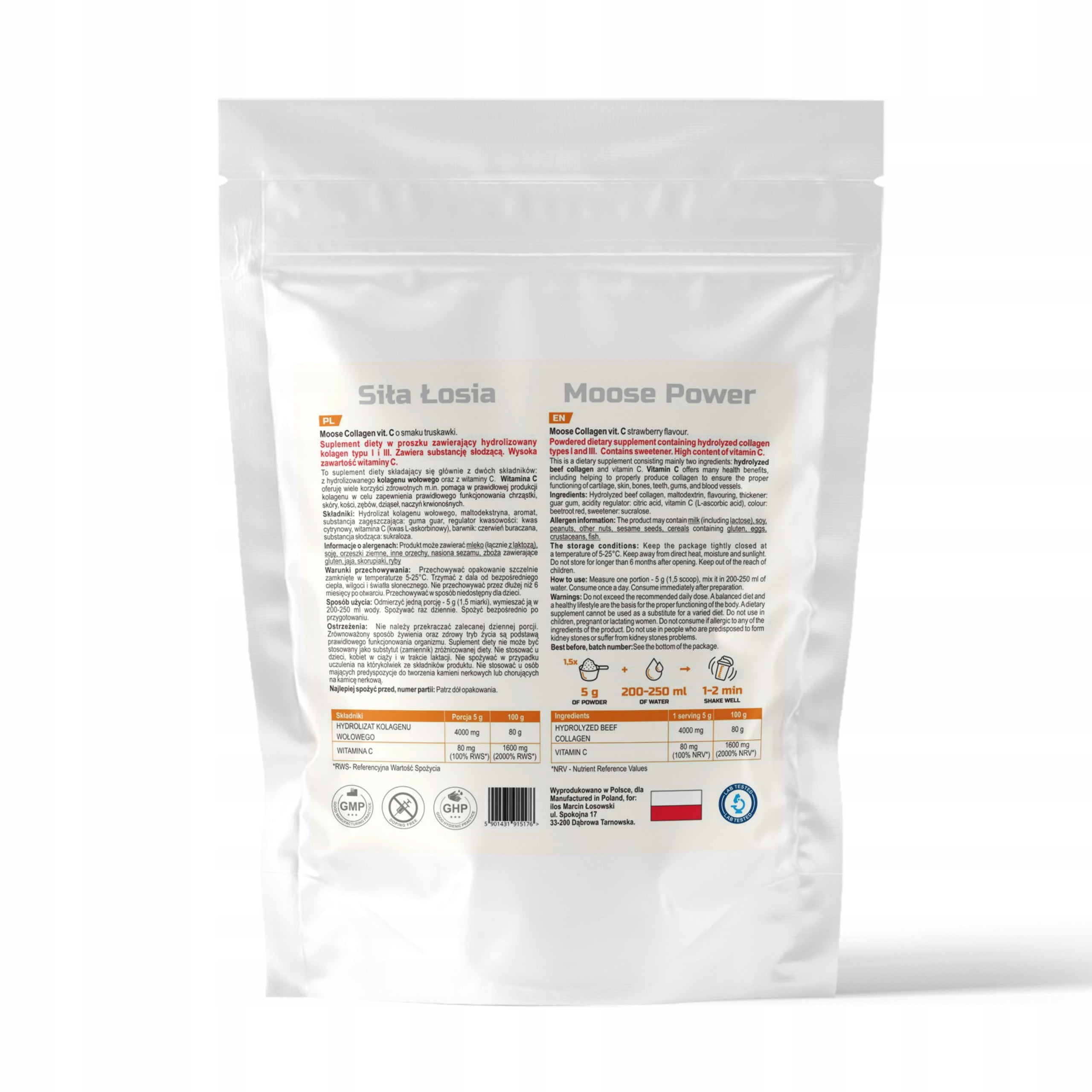 BEEF COLLAGEN TYPE 1 and 3 vitamin C COLLAGEN 500 g DELICIOUS STRAWBERRY ilos Medical device no