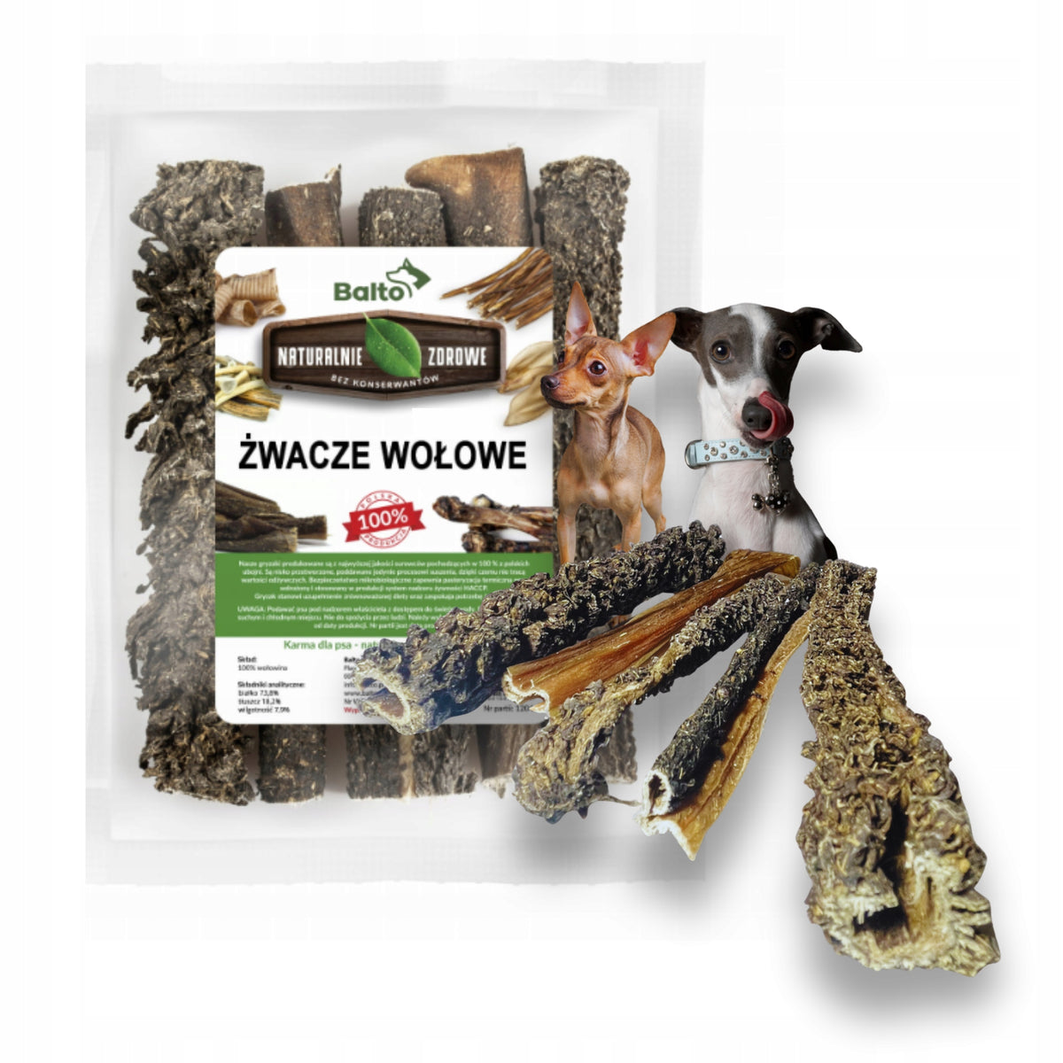 BEEF RUMENS DRIED NATURAL DOG TREAT FOR DIGESTION Balto op 100g