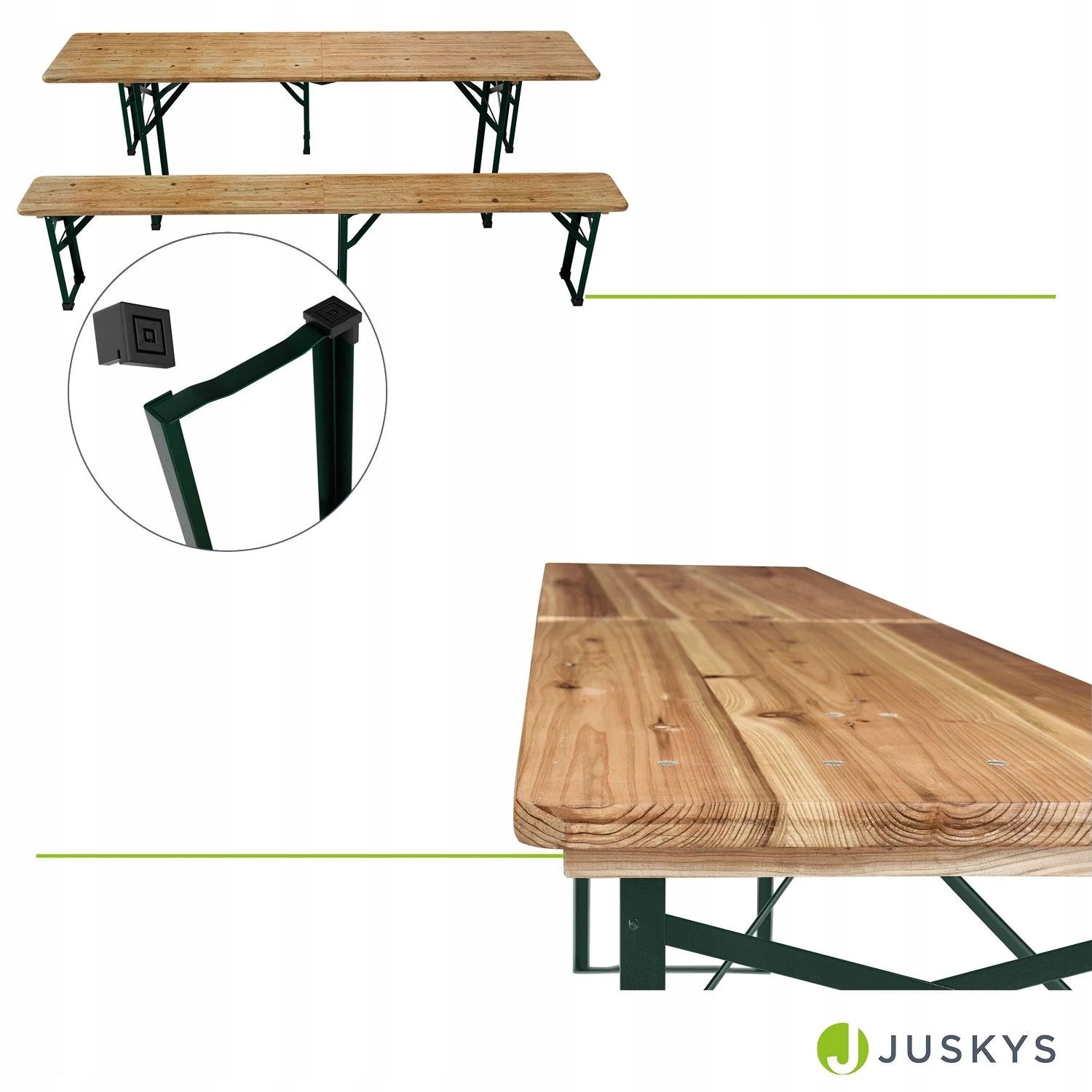 BEER SET TABLE 220CM + 2 BENCHES FOLDING GARDEN FESTIVAL FEAST CATERING Packaging status original