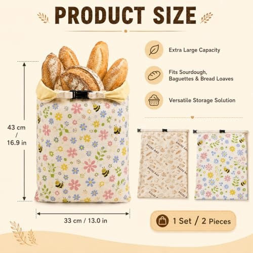BEESWAX BREAD BAG REUSABLE ORGANIC COTTON 2 Manufacturer code Bez marki