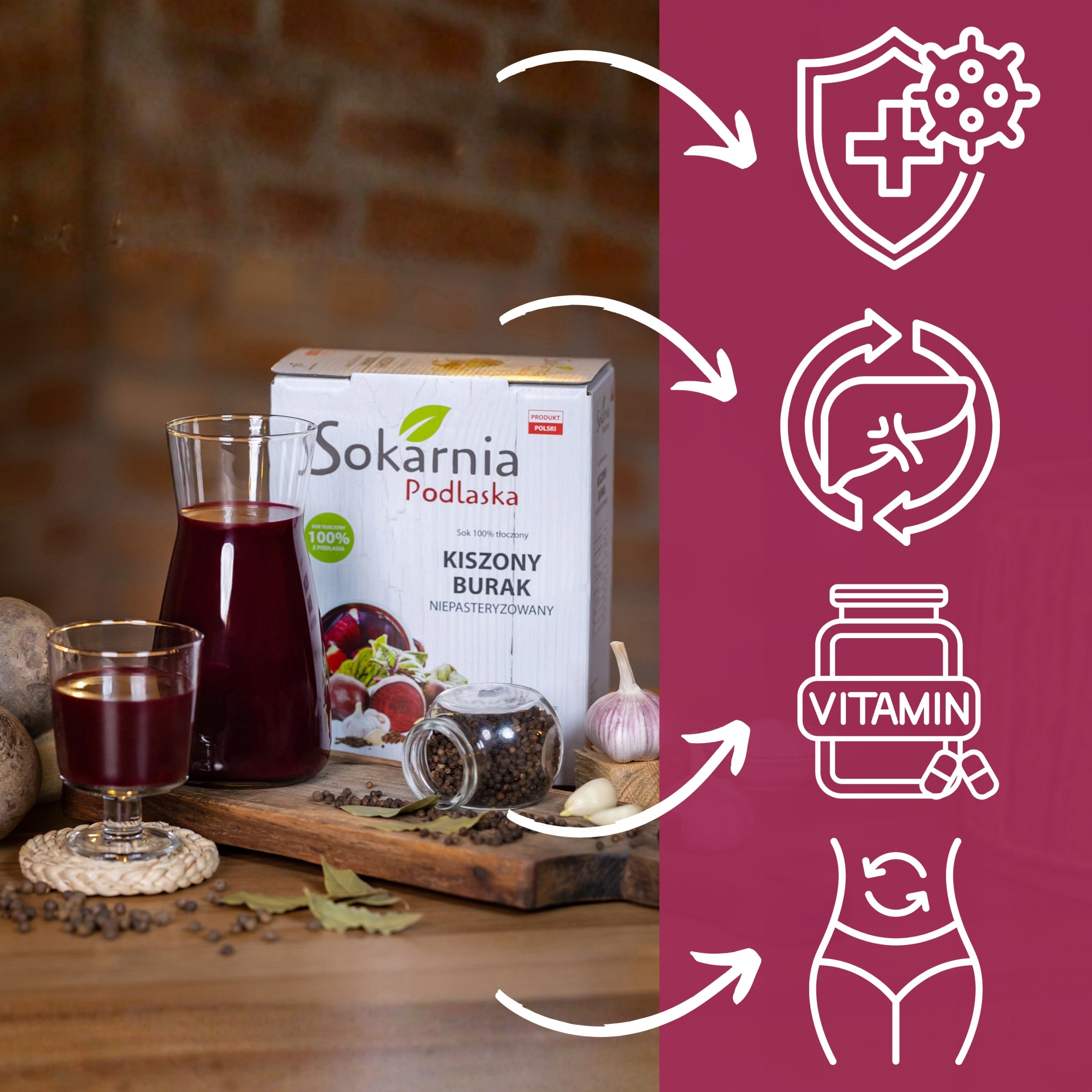 BEET KVASS SOURDOUGH WITH GARLIC 3L NATURAL PRESSED DELICIOUS Brand Sokarnia Podlaska