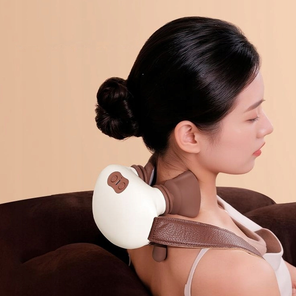 BEIGE WIRELESS NECK AND SHOULDER MASSAGER WITH HEATING AND USB-C CABLE Brand no brand