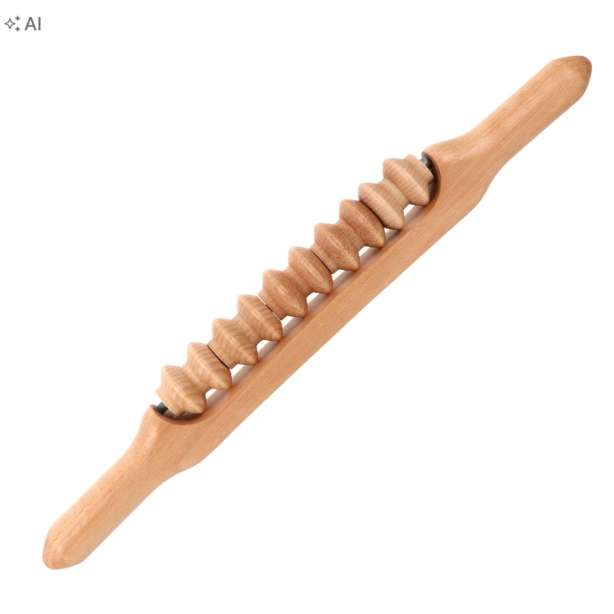 BEIGE WOODEN MASSAGE ROLLER STICK FOR MUSCLE RELIEF AND BLOOD CIRCULATION Kind smooth roll