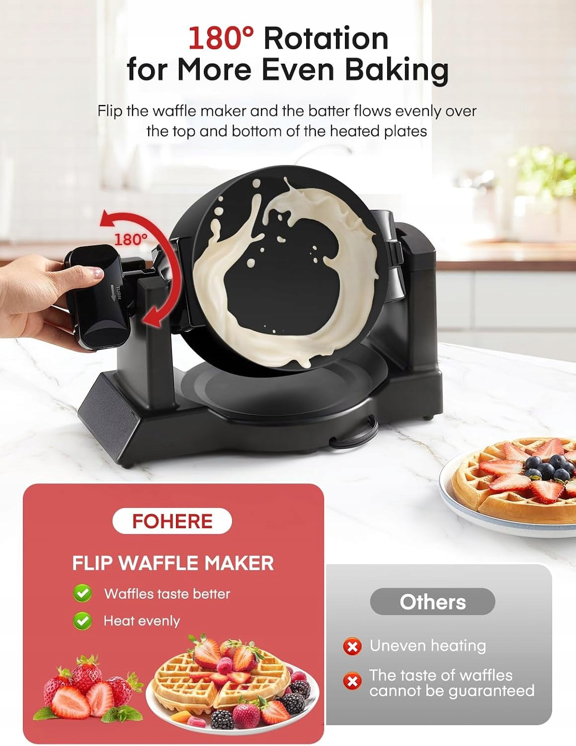 BELGIAN WAFFLE MAKER 1400W DOUBLE ROTATION 180° 8 SLICES IN 3 MIN Brand no brand