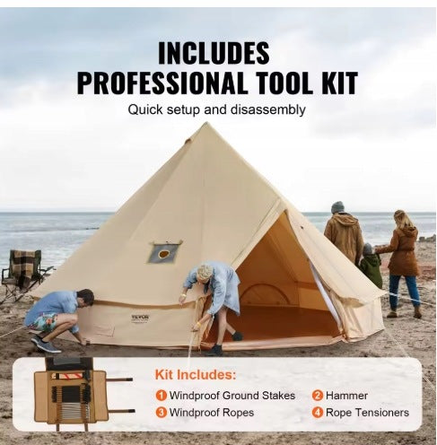 BELL TENT GLAMPING COTTON WATERPROOF 3x2m TIPI CAMPING Manufacturer code ZPMGB3MMBK