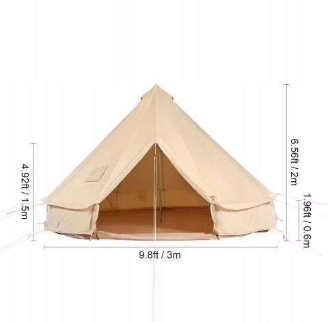 BELL TENT GLAMPING COTTON WATERPROOF 3x2m TIPI CAMPING