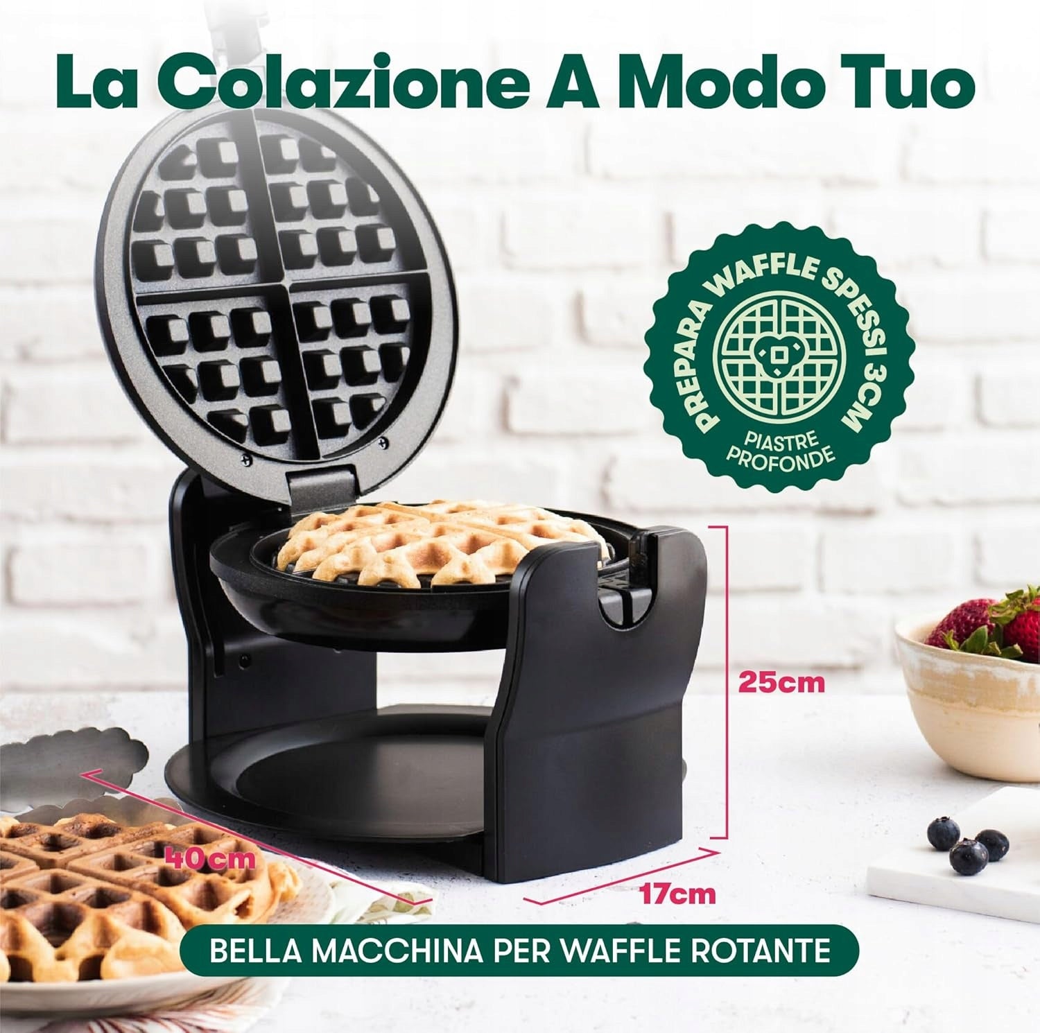 BELLA Waffle Iron Black 4 Waffles 10 Min 7 Inches Non-stick Brand no brand