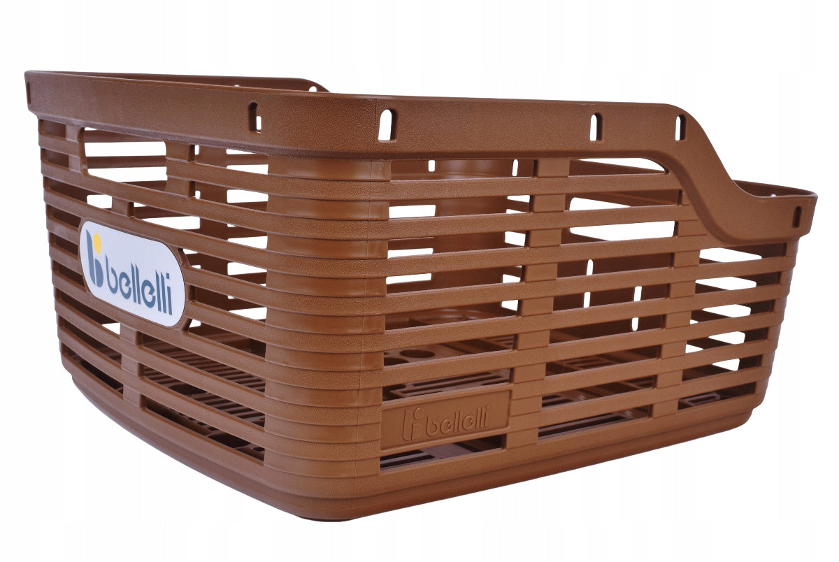 BELLELLI ZIG ZAG Rear bicycle basket for trunk brown