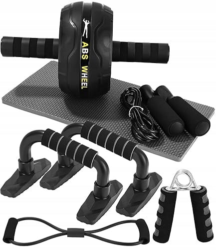 BELLY WHEEL ROLLER FITNESS SET 6IN1 HOME TRAINING FOR BEGINNERS