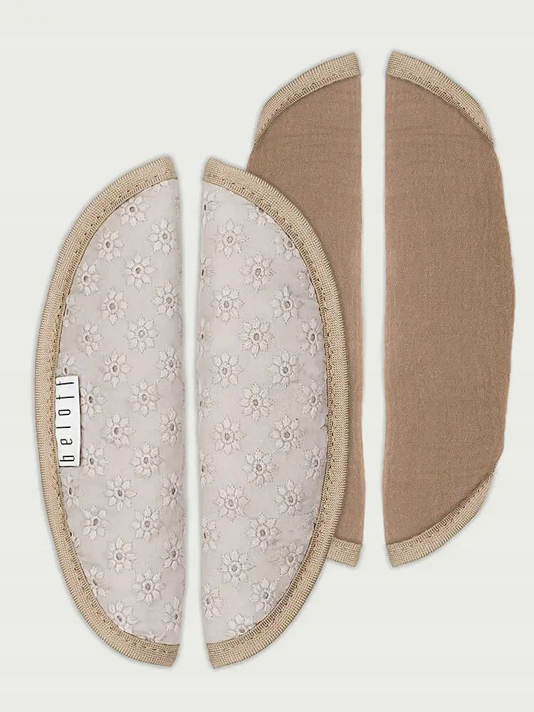 BELOFF | Belt protectors with English embroidery Linen - Coffee with Milk Packaging status original