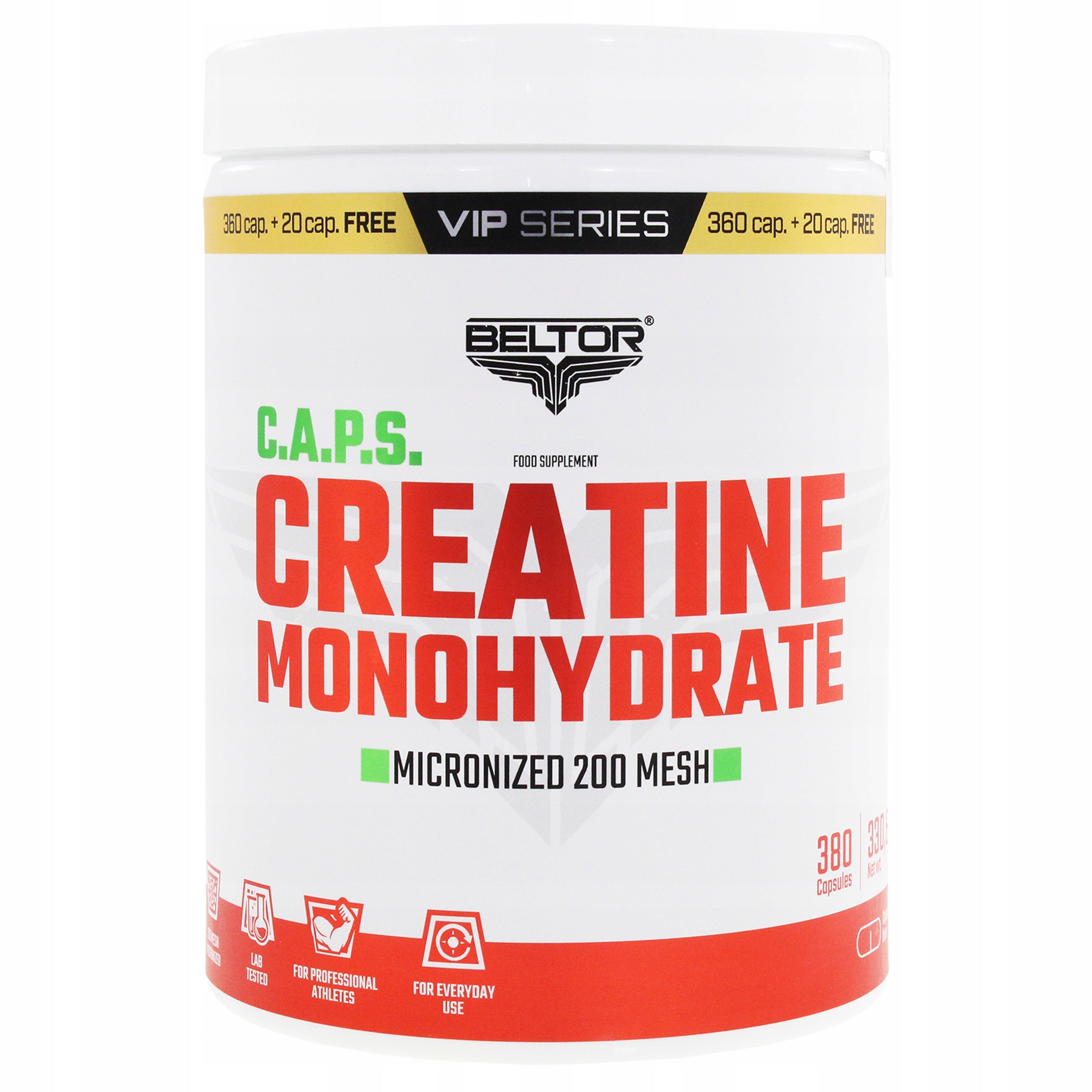 BELTOR CREATINE CAPS CREATINE MONOHYDRATE CAPSULES 380 KAPS VIP SERIES EAN (GTIN) 5904405707913