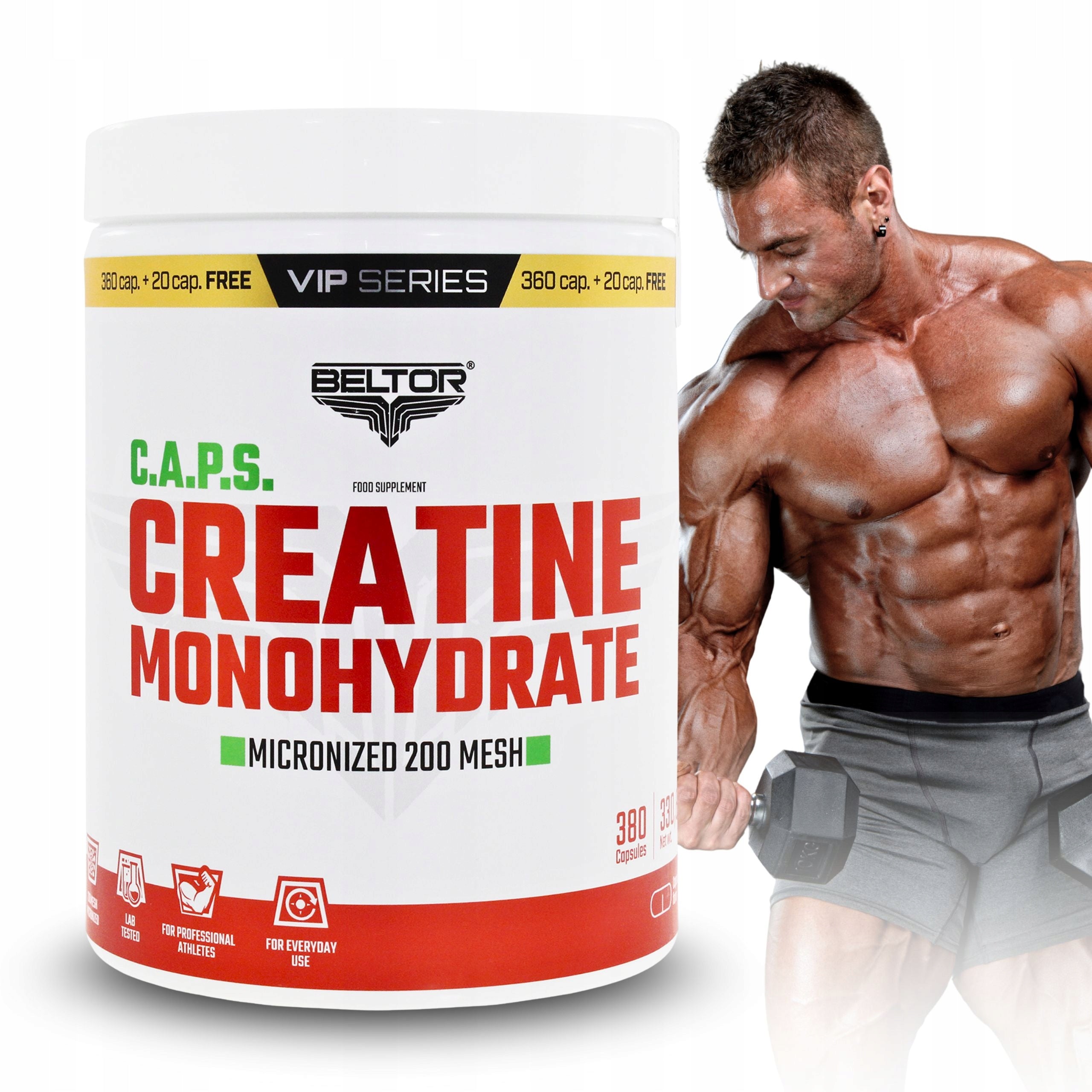 BELTOR CREATINE CAPS CREATINE MONOHYDRATE CAPSULES 380 KAPS VIP SERIES