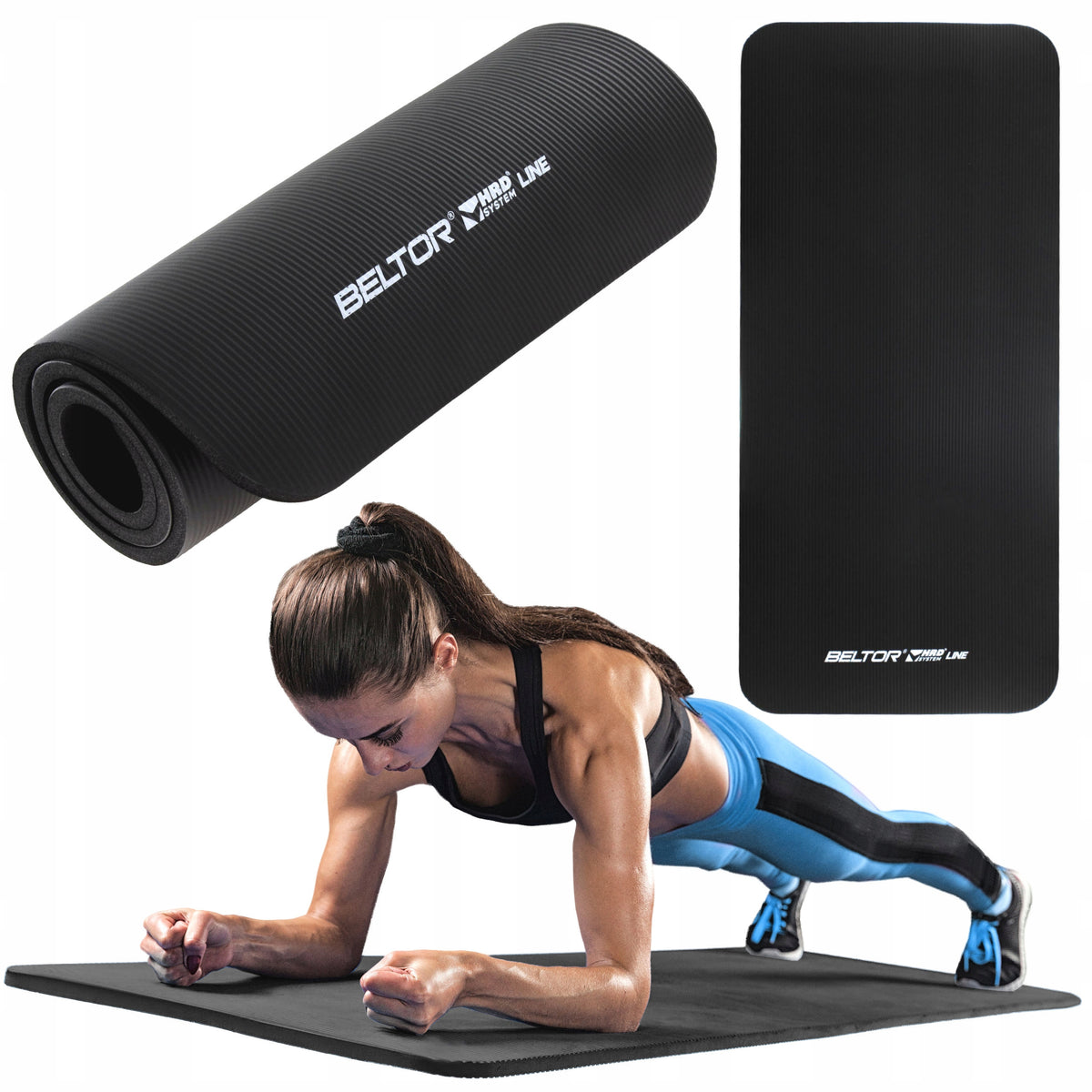 BELTOR EXERCISE MAT THICK 1,5CM FITNESS YOGA FOR GYMS 180 CM BLACK