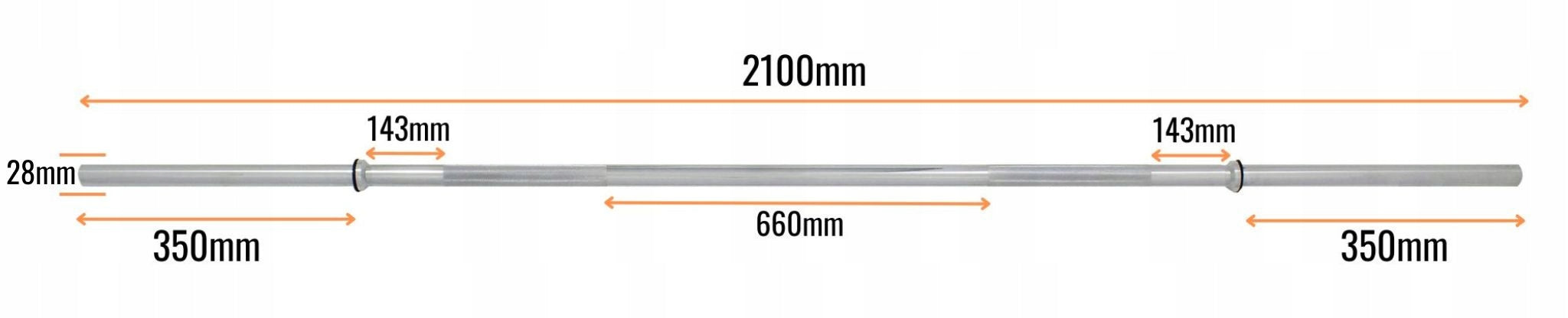 BELTOR HRD SYSTEM STRAIGHT NECK SMOOTH GROOVED CHROME 210 CM/28 MM BARBELL Type smooth