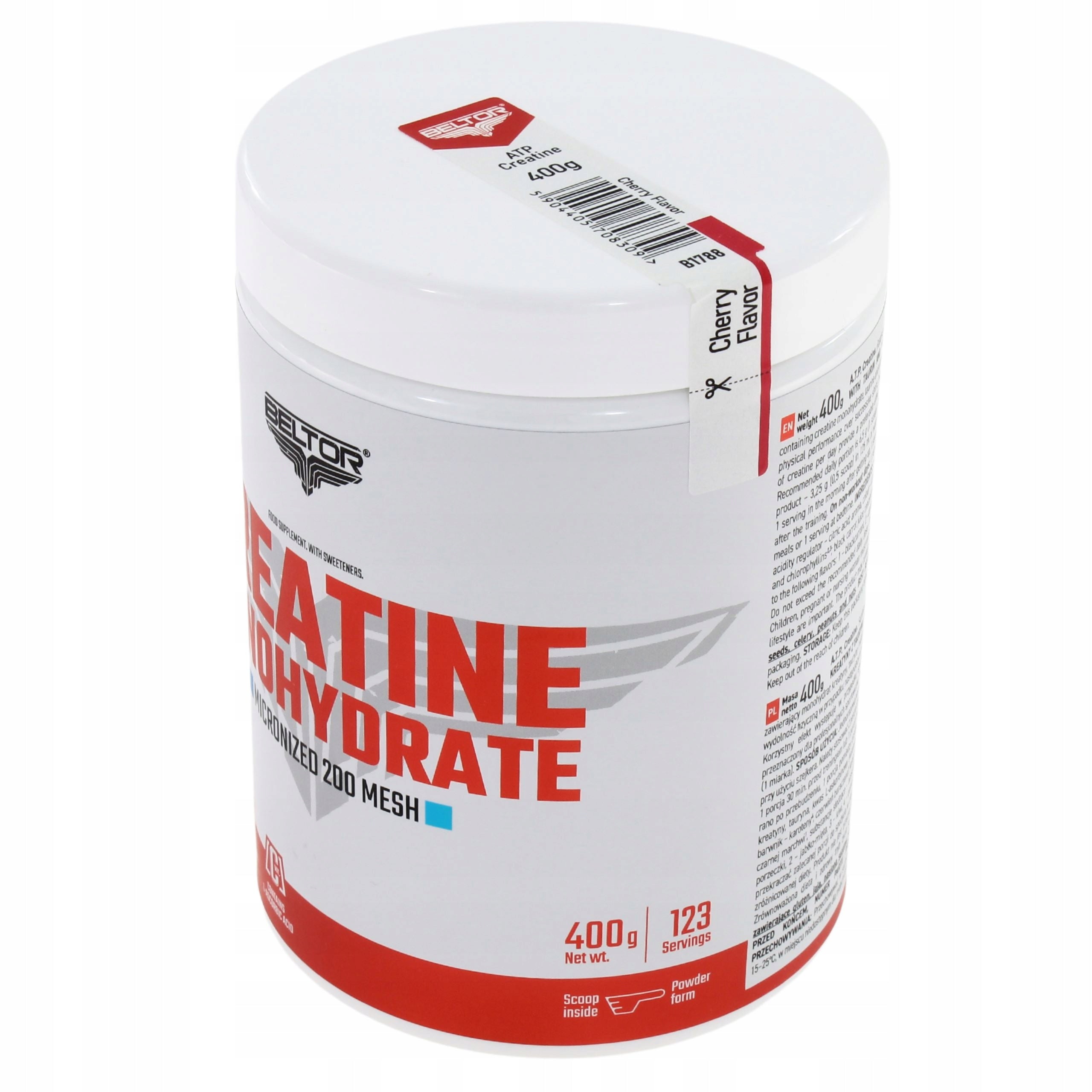 BELTOR STRONG CREATINE MONOHYDRATE A.T.P. 400G CHERRY Expiration date at least 1 year from the date of purchase