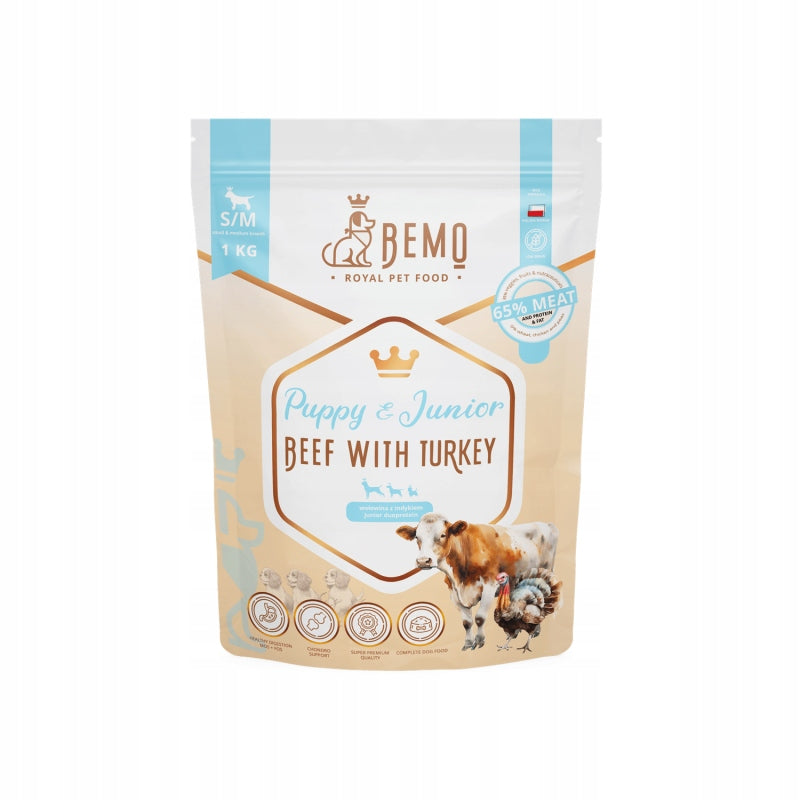 BEMO PUPPY & JUNIOR S/M Puppies Beef Turkey 1 kg super premium quality
