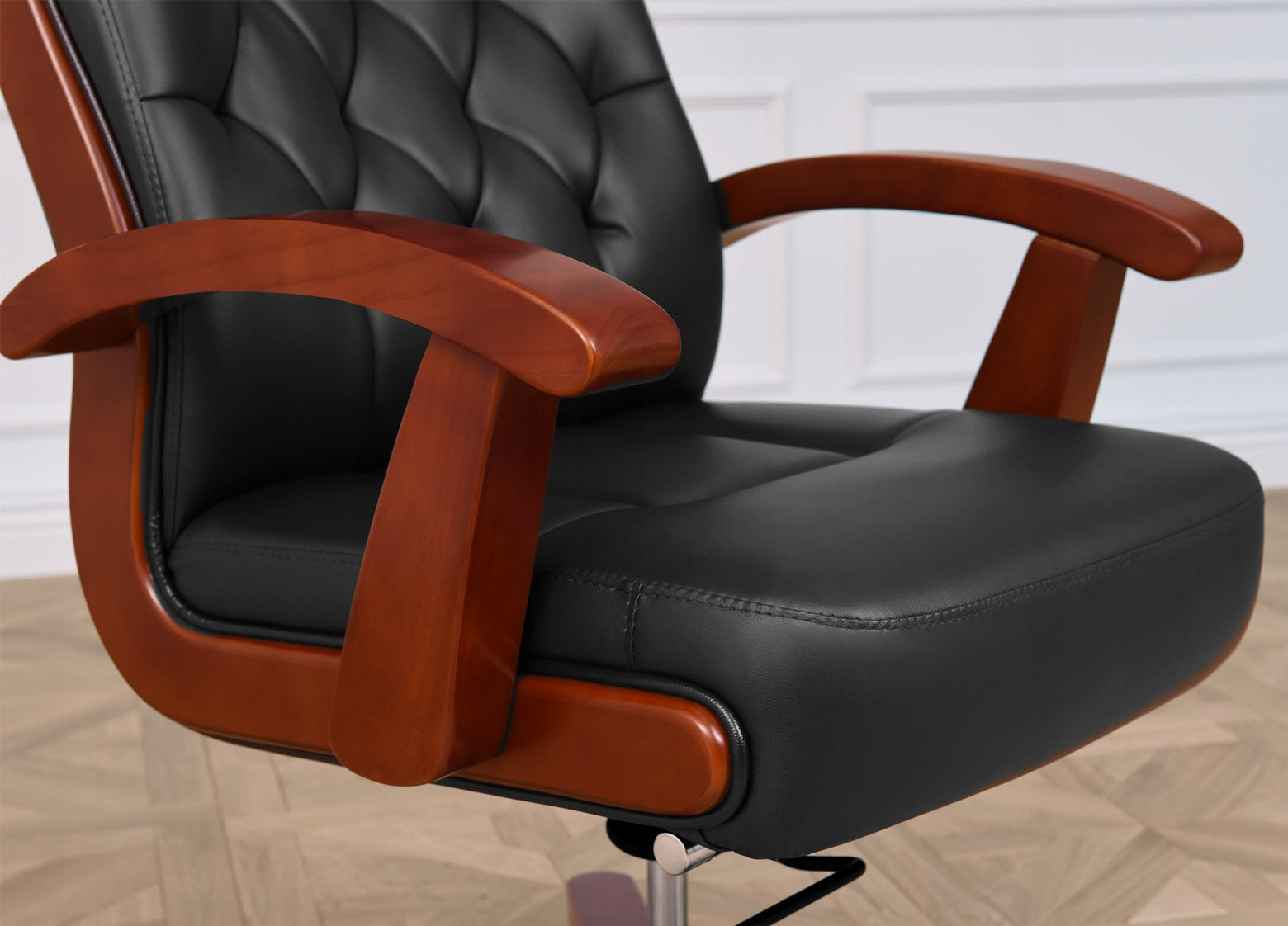 BEMONDI CONSUL Leather Black Armchair for Living Rooms and Offices Furniture depth 78 cm