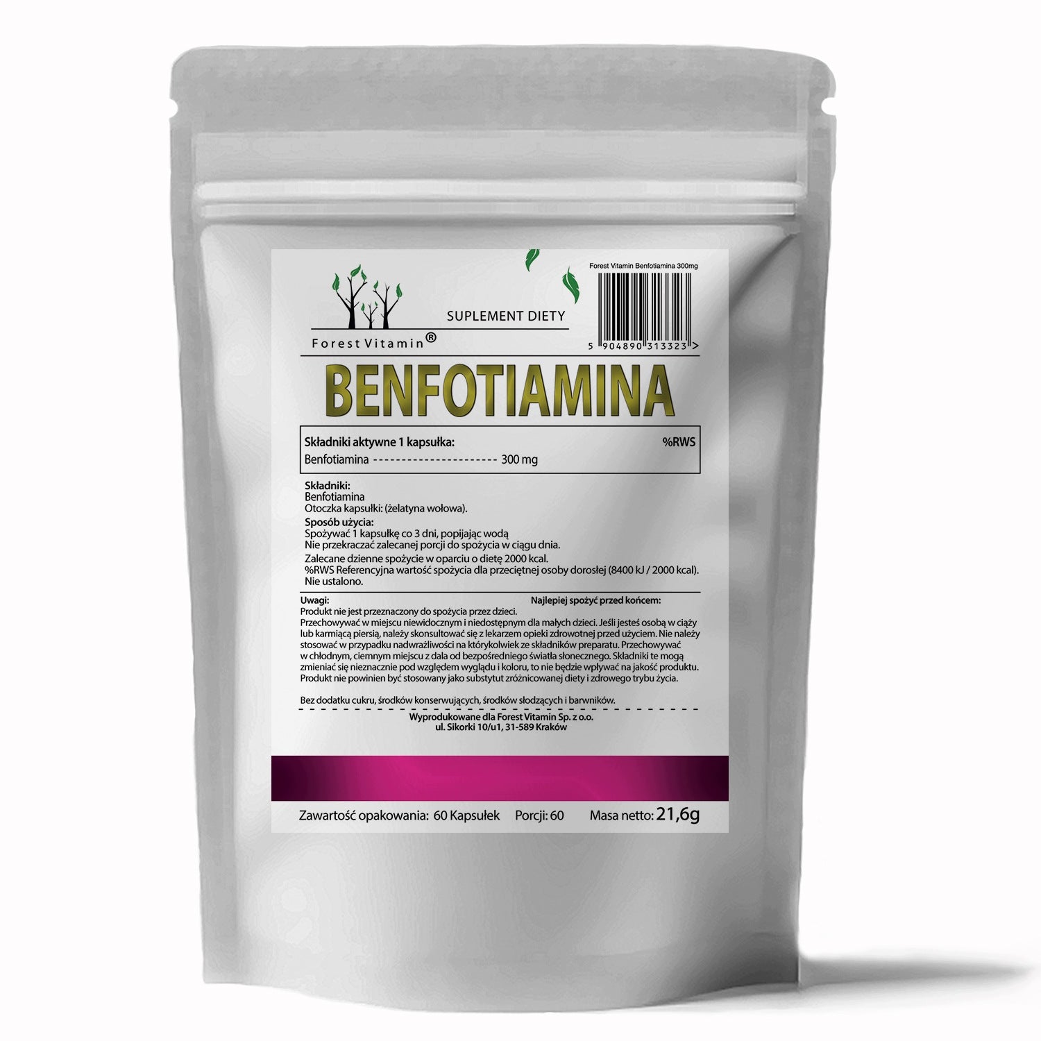 BENFOTIAMINE 300 MG VITAMIN B1 60 CAPSULES ACTIVE FORM HIGH DOSE B1+ Brand Forest Vitamin