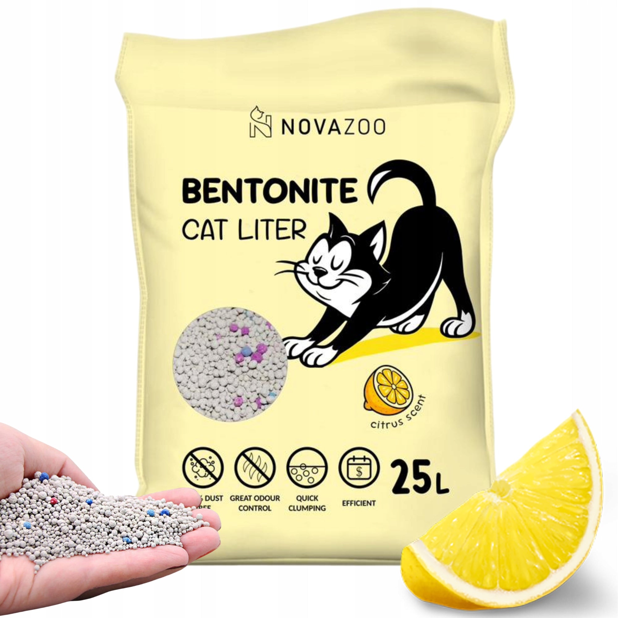 BENTONITE CAT LITTER 25L CITRUS CLUMPING DUST-FREE NATURAL