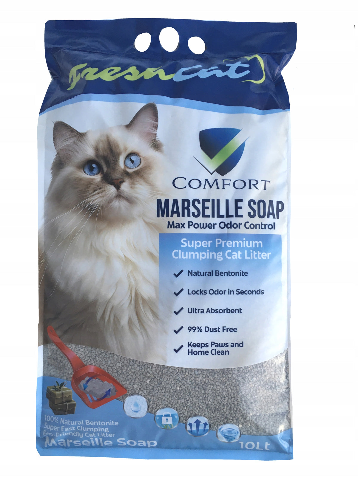 BENTONITE DUST-FREE CAT LITTER CLUMPING 10L SCENTED FRESH CAT
