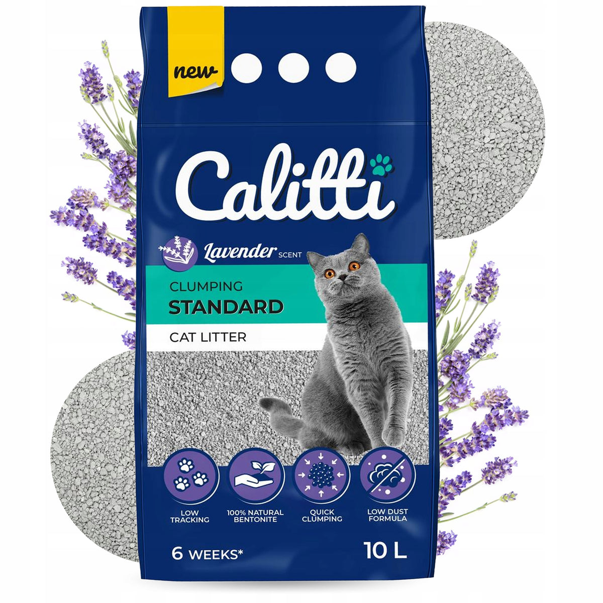 BENTONITE LAVENDER LITTER 10L CLUMPING CALITTI FOR CAT LITTER BOX Manufacturer code EUROECO - CALL_ST_10L