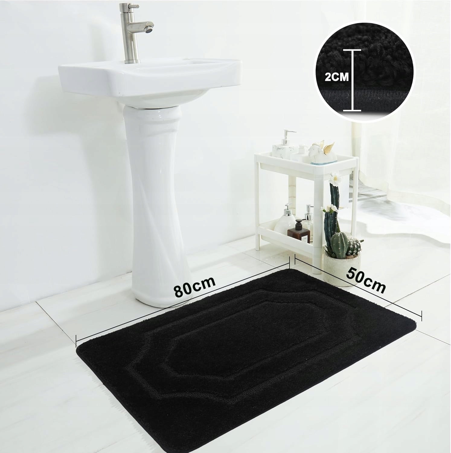 BEQHAUSE bathroom rug anti-slip mat 50x80 cm black thick Manufacturer code 5908456435856