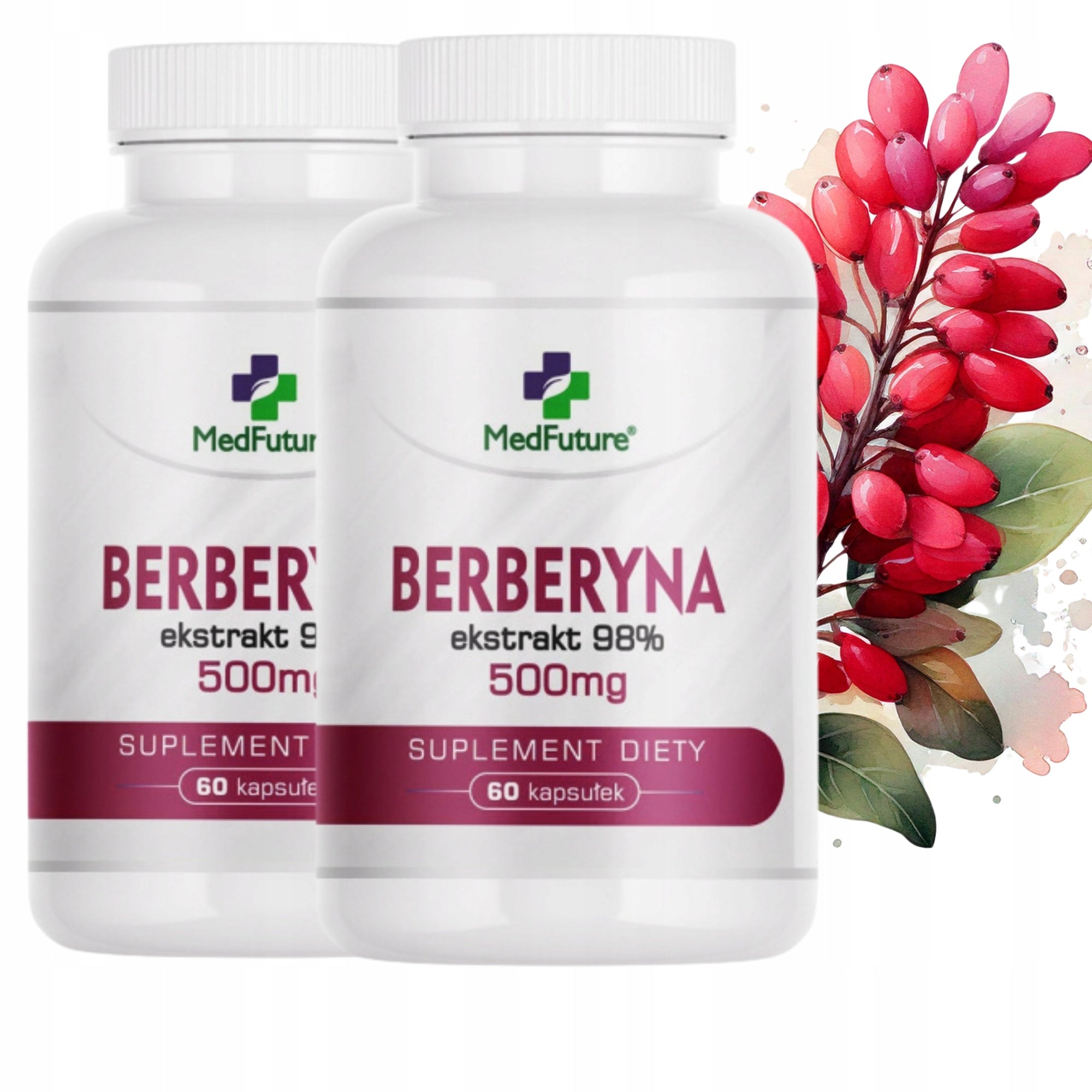 BERBERINE 98% extract 500 mg PURE diabetes and cholesterol - 2 packs