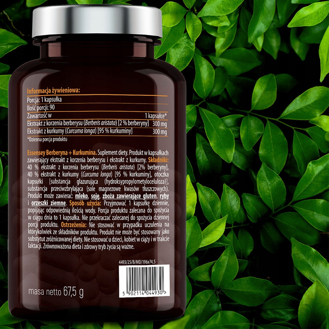 BERBERINE + CURCUMIN 600 MG Glucose Sugar Digestion Liver 90 DAYS VEGE Basic ingredient berberine