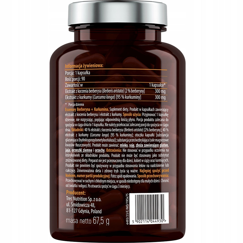 BERBERINE + CURCUMIN 600 MG Glucose Sugar Digestion Liver 90 DAYS VEGE Packaging status original