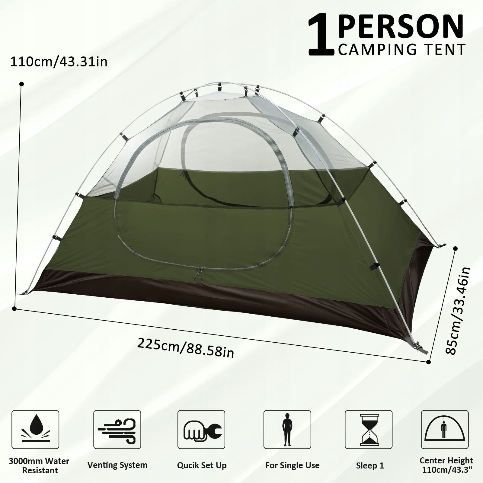 BESSPORT Tent 1 Person Ultra Light Waterproof For Camping and Hiking Manufacturer code Bessport 1P