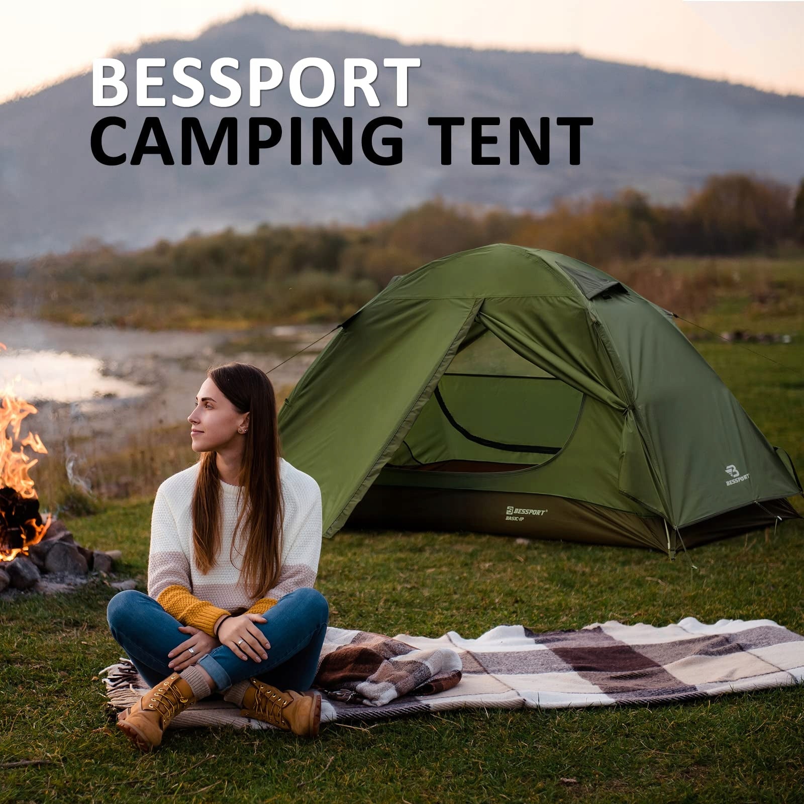 BESSPORT Tent 1 Person Ultra Light Waterproof For Camping and Hiking Type double layer (with flysheet)