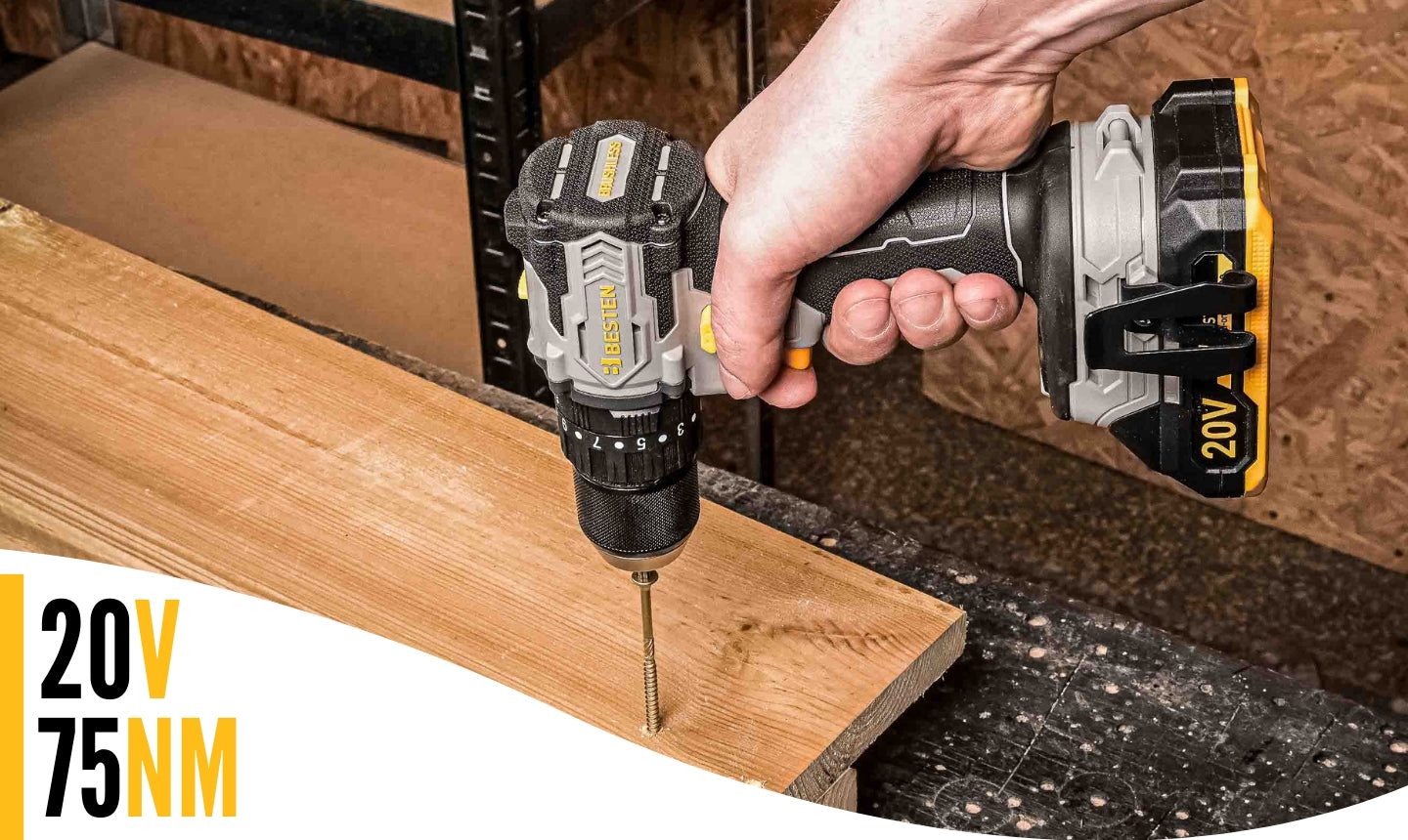 BESTEN Cordless Impact Screwdriver Brushless 75Nm 2xAku Brand BESTEN