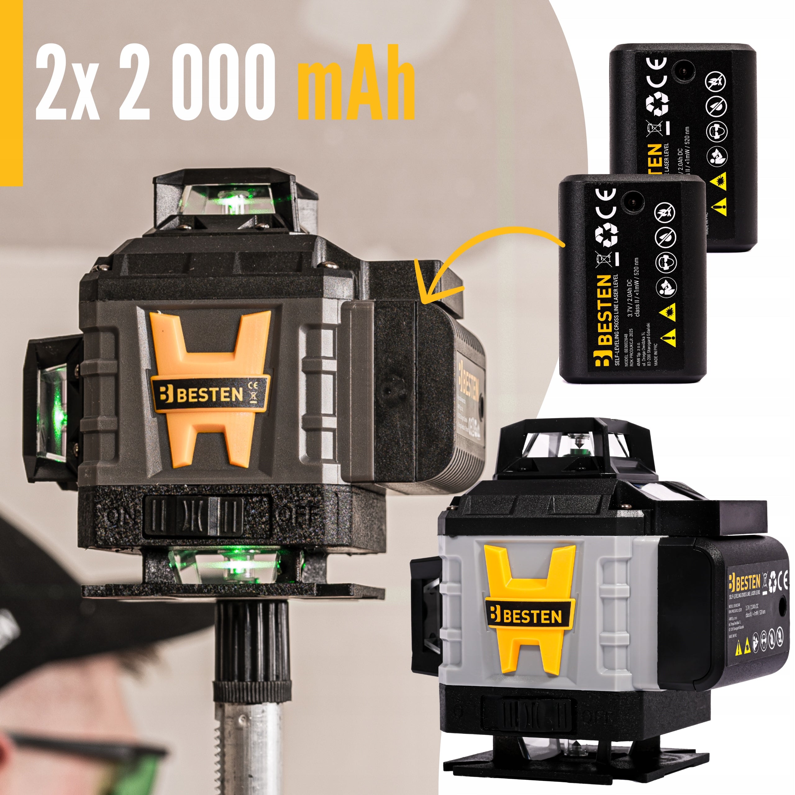 BESTEN Laser Level 4D Level 16 Cross Line 360 Laser Set Brand BESTEN