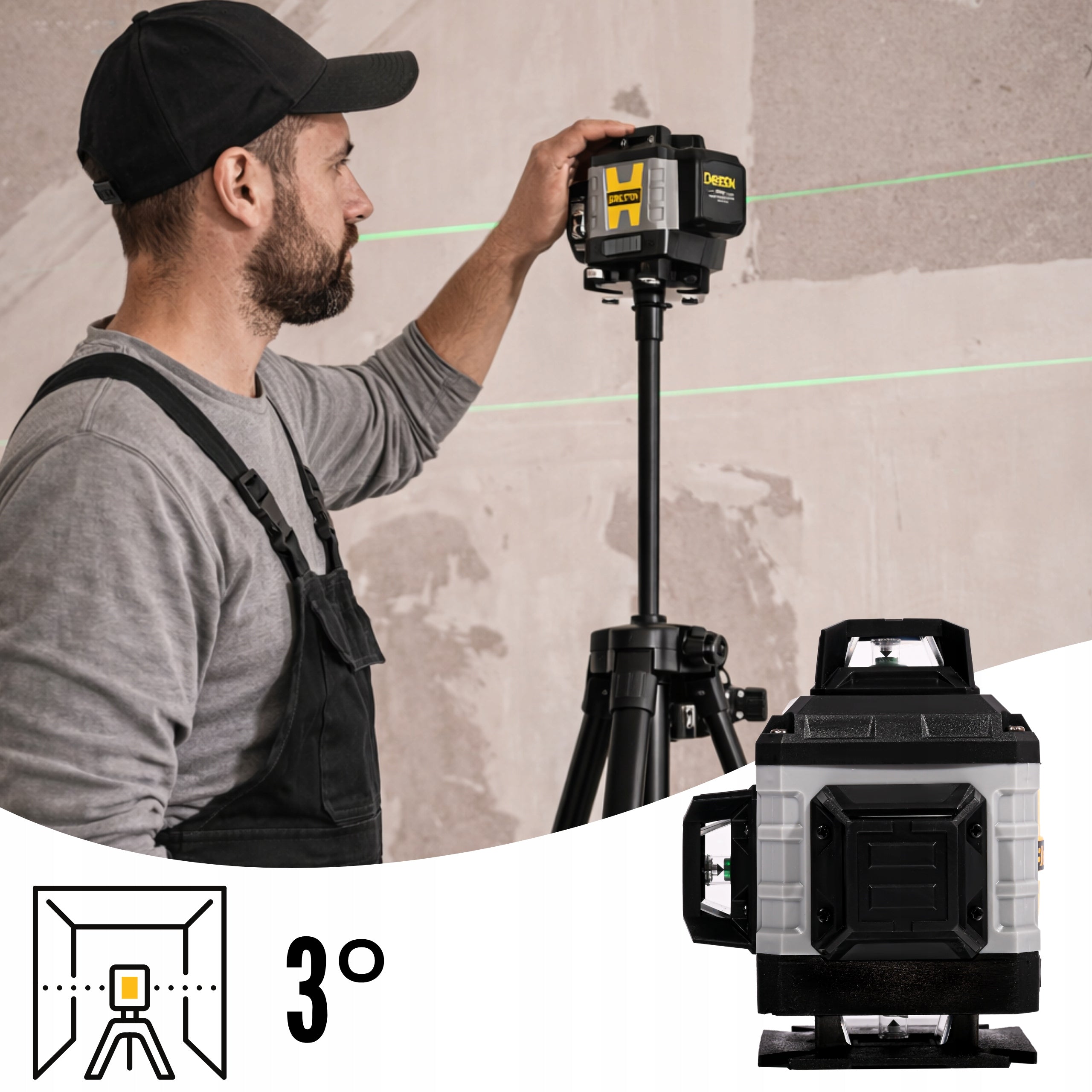 BESTEN Laser Level 4D Level 16 Cross Line 360 Laser Set Maximum working range 25 m