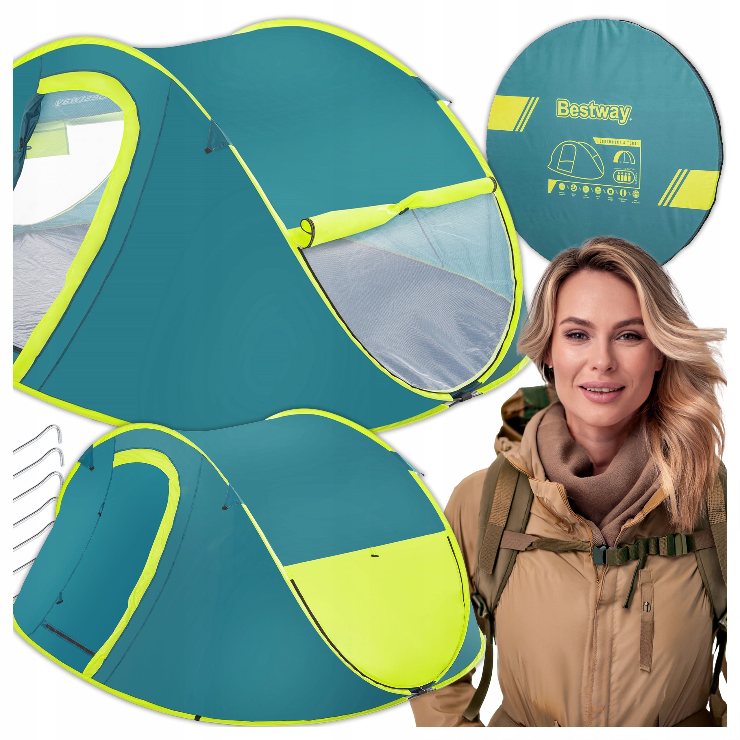BESTWAY 4-Person Tourist Tent Self-Assembly Automatic 68087 Manufacturer code STR-68087/25